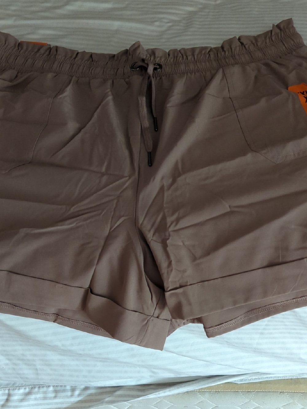 Danskin Paperbag Short 4" Inseam Drawstring Active Shorts Antler Brown. XXL Sale